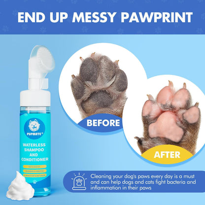 Paw Cleaner for Dogs & Cats,No-Rinse Foaming Dog Paw Cleaner Washer Cleanser,Hypoallergenic & pH-Balanced, 7 fl oz, with Scrubber Brush,Safe for Small, Medium & Large Pet, Puppy Clean Paws