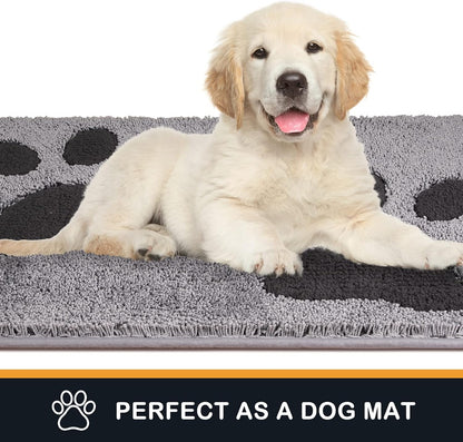 PURRUGS Dirt Trapping Door Mat 20" x 31.5", Non-Skid/Slip Machine Washable Microfiber Entryway Rug, Dog Doormat, Super Absorbent Welcome Mat for Muddy Wet Shoes and Paws, Grey