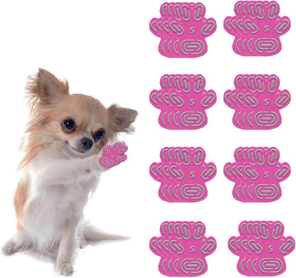 Dog Paw Protector Anti Slip Toe Grips Paw Pads for Dogs Traction, 8 Sets 32 Pads Disposable Self Adhesive Resistant Dog Shoes Boots Socks Replacement Dog Grippers for Senior Dogs (Rose Red3, S)