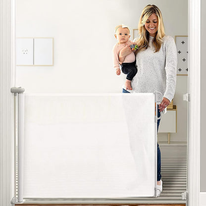 Retractable Baby Gate, Momcozy Extra Wide Mesh Baby Gates for Stairs, 41" Tall, Extends to 71" Wide, Black, Pet Dog Gate for Doorways, Stairs, Hallways, Indoor/Outdoor