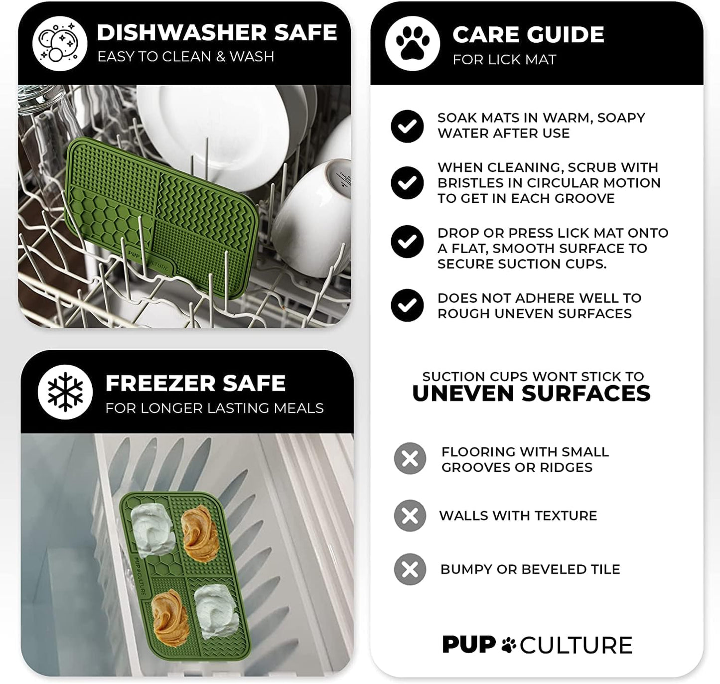 Pup Culture Dog Lick Mat for Dogs, Feeding Pad for Anxious Pets Plus 4 Different Puzzles for Mental Stimulation for Dogs - Supports Mental, Dental, and Digestive Health, Bite Resistant and Heavy Duty
