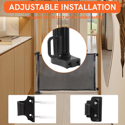 Extra-Wide Retractable Baby & Pet Gate - 31" Tall, Extends up to 71" Wide, Easy One-Hand Operation, Family Choice Award Winner, Safe for Kids & Pets, Indoor & Outdoor, Black