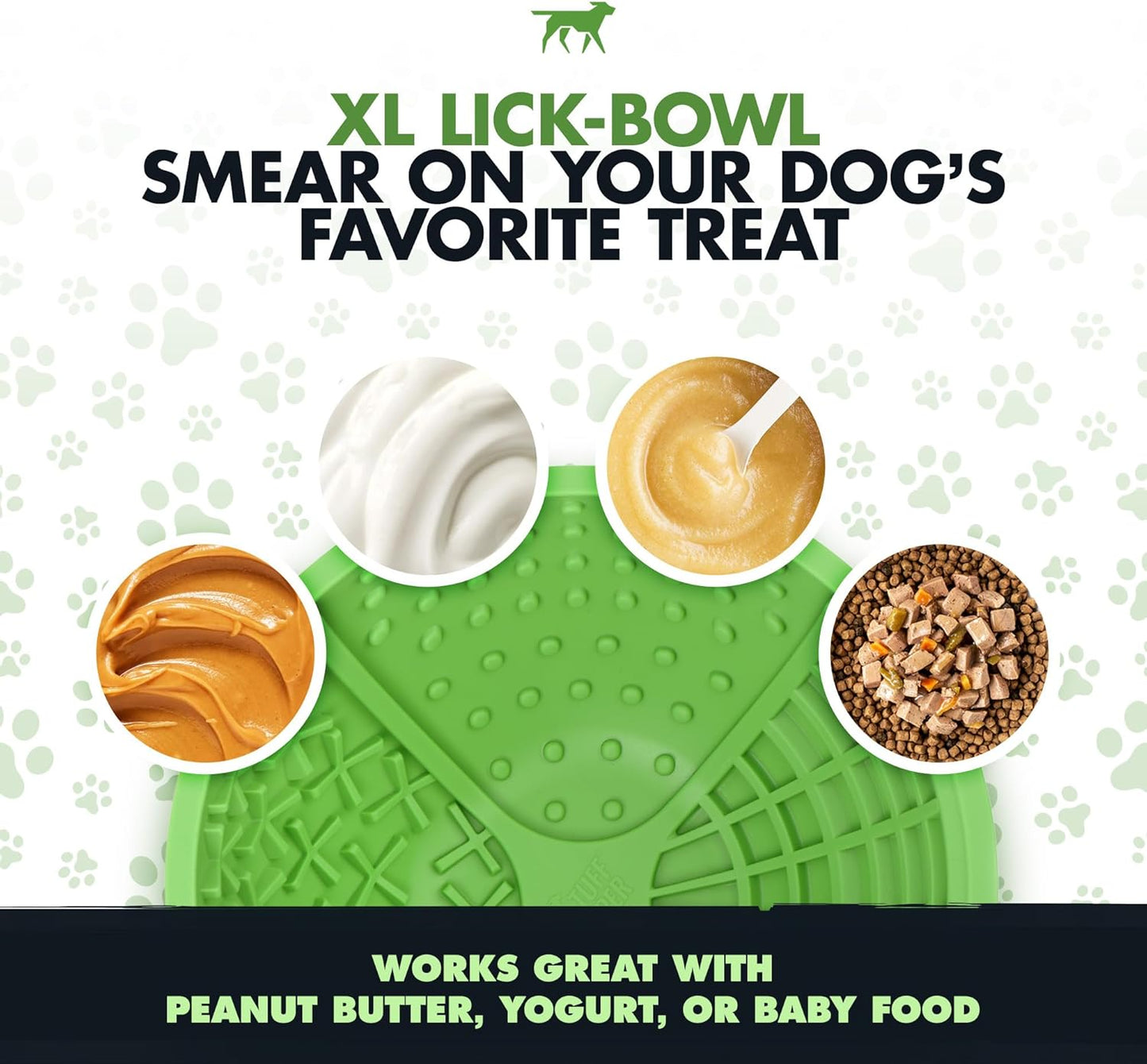 Tuff Pupper XL Dog Lick Bowl | Thick Silicone Lick Mat | Long Lasting 4 Texture | Large Slow Feeder Bowl | Calms Anxiety & Boredom | Stable & Wobble Mode | Easy Clean Dishwasher Safe | NOT for Chewing
