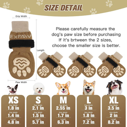 EXPAWLORER 6Pcs Anti-Slip Dog Socks to Prevent Licking Paws,Dog Shoes for Hot Pavement,Dog Booties Traction Control on Hardwood Floor,Boots & Paw Protectors, for Puppy Small Medium Large Senior Dogs