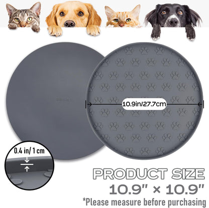 Pet Feeding Mats for Food and Water, Waterproof Anti-Slip Placemats for Dog Cat Bowl, 1 Pack Silicone Pet Food Mat, Dishwasher Safe 10.9 × 10.9 (1 Pack, Black)