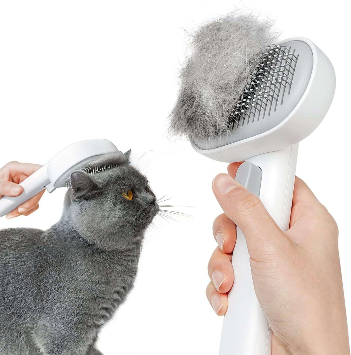 Aumuca Skin Friendly Self-Cleaning Slicker Brush for Dogs & Cats, Gentle Pet Grooming Tool for Shedding & Deshedding, Efficient Hair Remover for Long & Short Haired Pets