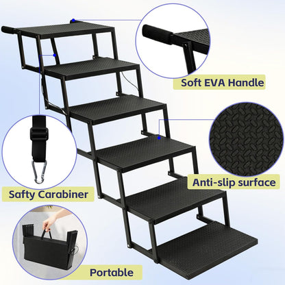 Dog Steps for Car and Truck,25.6" H Foldable Dog Stairs for Large Dogs, Lightweight Pet Stairs Supports Up to 350 lbs, 5 Steps
