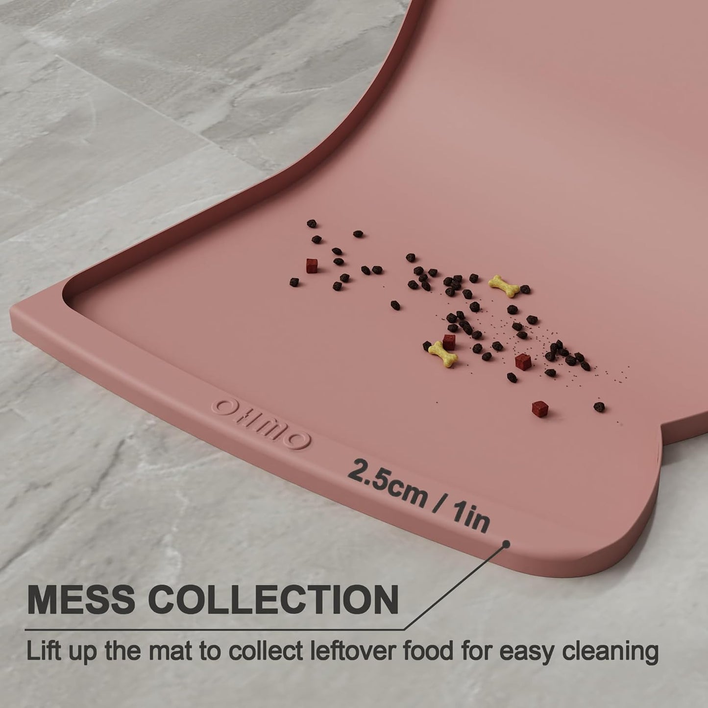OHMO - Cat Food Mat, Silicone Pet Feeding Mat for Floor Non-Skid Waterproof Dog Water Bowl Tray, Easy to Clean Pet Placemat (Erythrinus, 18 * 9.8'')