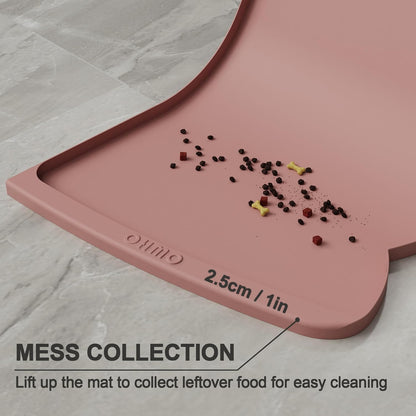 OHMO - Cat Food Mat, Silicone Pet Feeding Mat for Floor Non-Skid Waterproof Dog Water Bowl Tray, Easy to Clean Pet Placemat (Erythrinus, 18 * 9.8'')