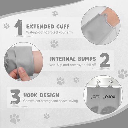 ROPO silicone gloves for pet grooming, multi-functional gloves for pet hair shedding, bathing, and massage (Purple)