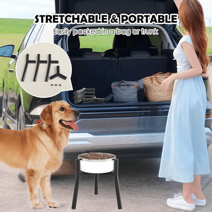 Elevated Dog Bowls for Large and Extra Large Dogs, Adjustable Width Dog Bowl Stand for 7-10.6" Wide Bowls, Food and Water Feeder, 13.7 in Tall Single Holder (Bowl Not Included)