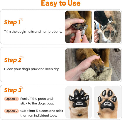 Dog Paw Protector Anti-Slip Pads, Toe Grips for Senior Dogs to Prevent Slipping on Hardwood Floors, Stronger Self-Adhesive Paw Pad Provide Traction for Elderly, Injured Pets (12 Sets - 48Pads, XL)
