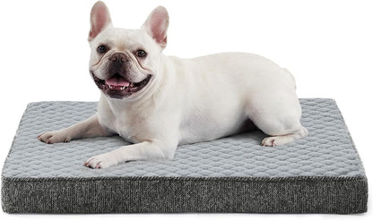 JOEJOY XL Dog Beds Large Sized Dog, Orthopedic Big Dogs Crate Bed with Washable Removable Cover, Extra Thick Egg-Crate Memory Foam Pet Beds up to 80 lbs, Grey, 41"x27"
