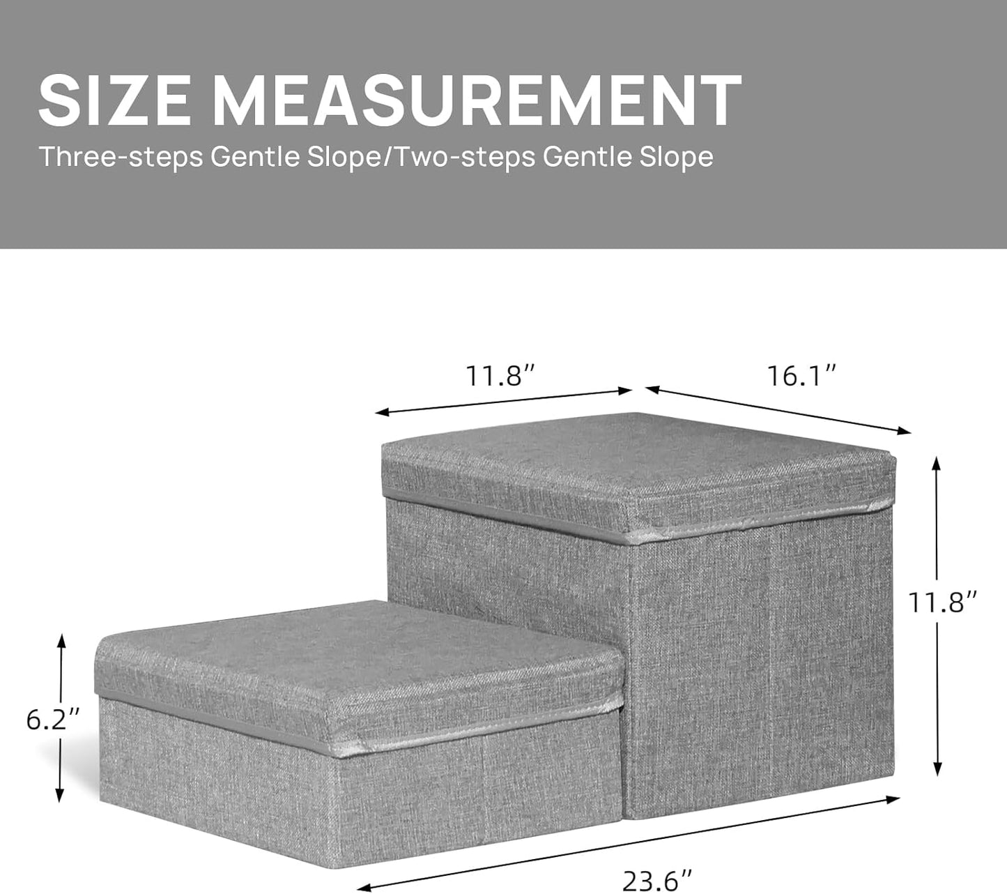 Foldable Dog Stairs/Steps 2-Tier Pet Steps Storage and Adjustable Steps for Small Medium Dogs Pet Steps Storage Stepper for High Beds Sofa Pet Dog Cat