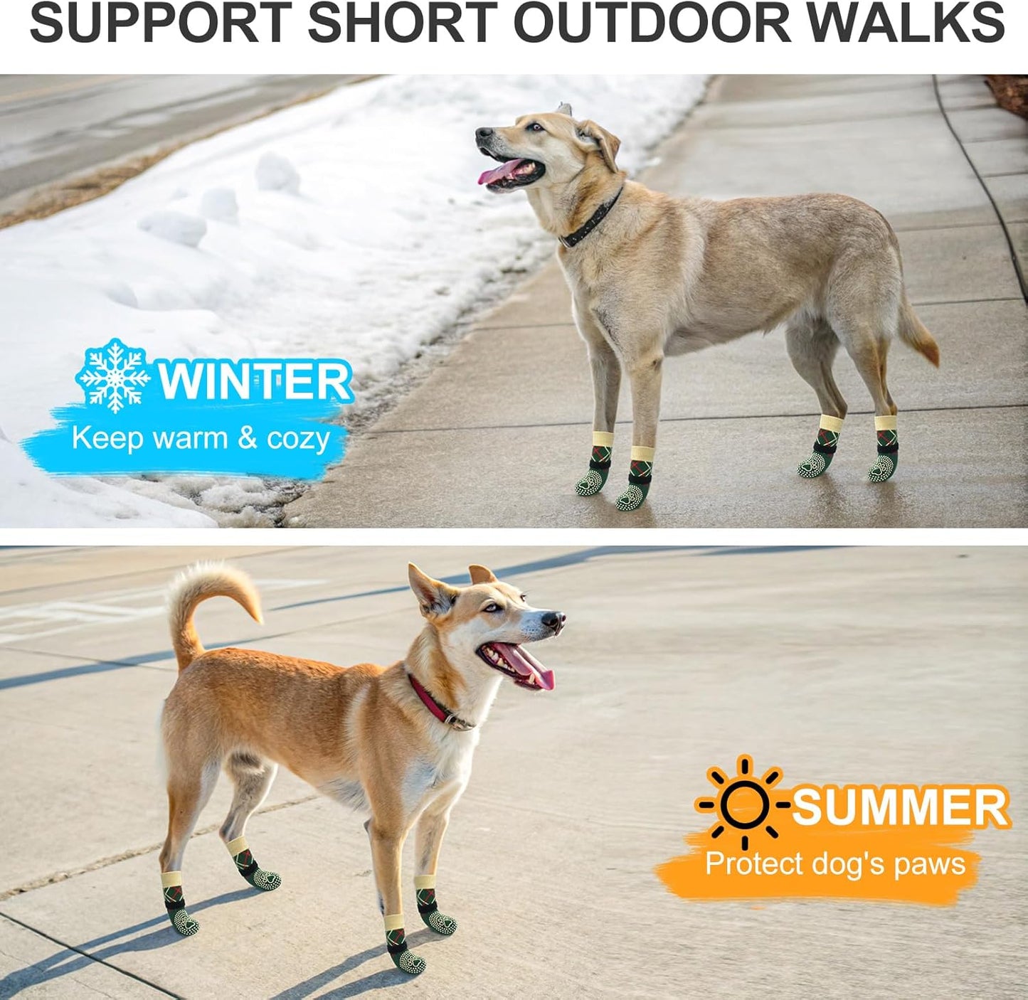 BEAUTYZOO Dog Socks to Prevent Licking Paws -Dog Shoes for Hot Pavement & Hardwood Floors Anti Slip, Traction Control Boots & Paw Protectors with Double Side Grips for Small Medium Large Senior Dogs