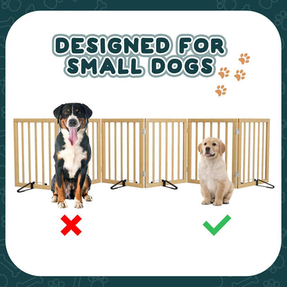 Freestanding Dog Gates Indoor, 3-Panel Pet Gates with 2 Metal Stands and 360° Hinge, 24" H Foldable Dog Gate for Stairs, Doorway, Kitchen, Expands Up to 55" Fully Assembled - Black Walnut