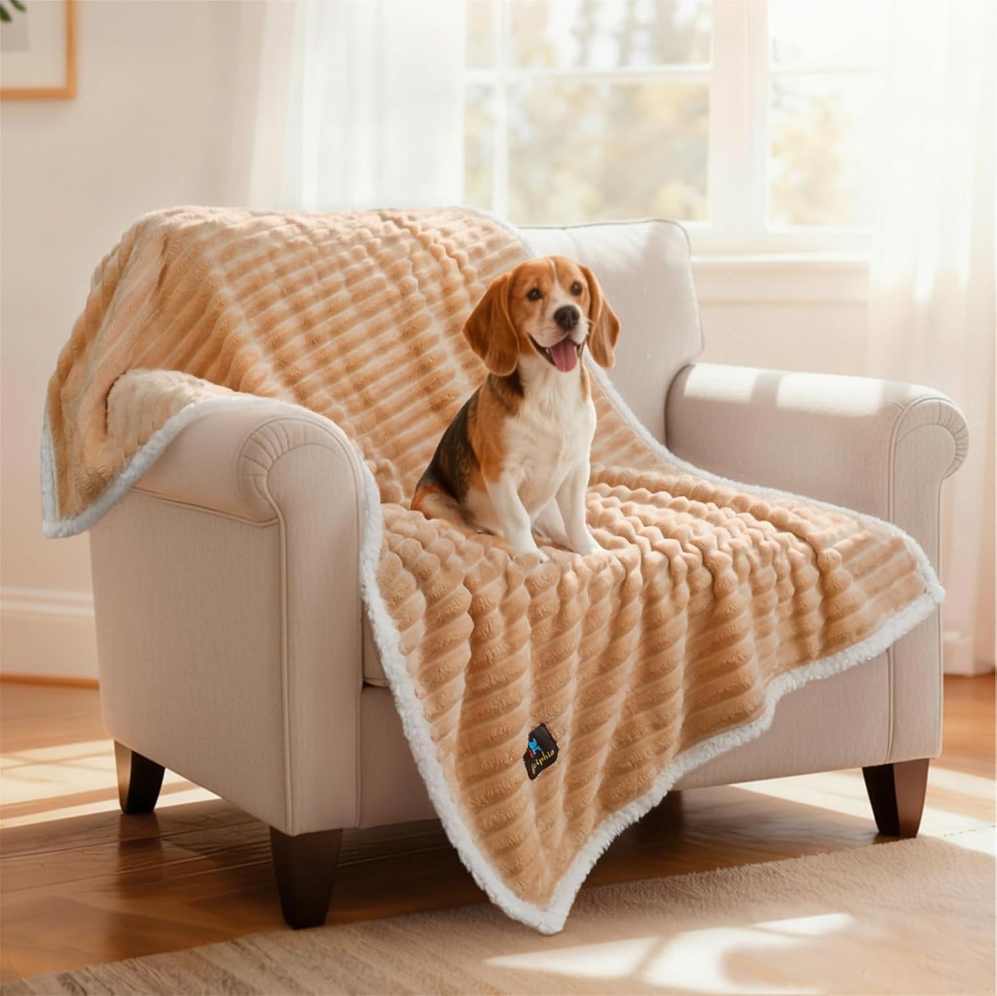Luciphia Waterproof Dog Blanket for Large Dogs Ultra-Soft Calming Cut Pile Flannel Throw Durable & Warm Furniture Protection for Couch Bed Pet Blanket Machine Washable Stone Gray,L(65''x57'')