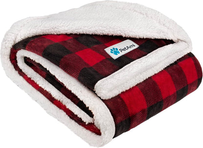PetAmi Dog Blanket for Medium Large Dogs, Pet Bed Blanket Cat Puppy Kitten, Fleece Furniture Couch Cover Protector Sofa Car, Soft Sherpa Dog Throw Plush Reversible Washable, 40x60 Plaid Dark Gray