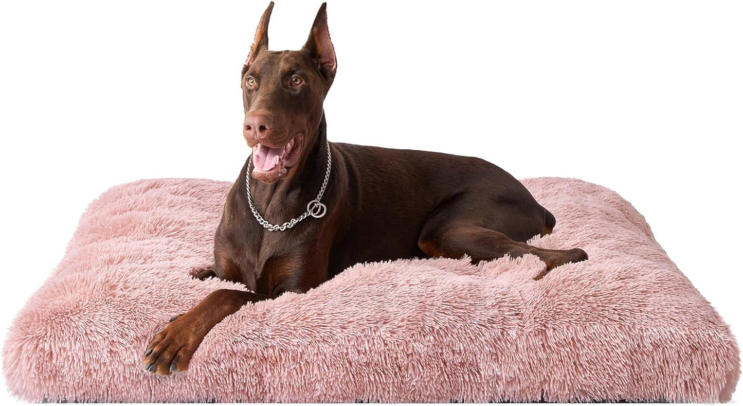 EHEYCIGA Fluffy Dog Crate Bed for Medium Dogs, Plush Faux Fur Crate Pad, Calming Anti Anxiety Medium Dog Bed, Washable Soft Warm Crate Mat with Non-Slip Bottom