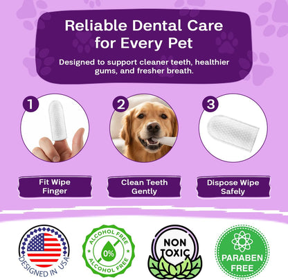 Dental Wipes Unscented – Best Dog Teeth Cleaning, Dog Dental Wipes for Dogs Teeth, Finger Toothbrush for Dogs and Cats, Oral Care, Remove Plaque, Tartar & Bad Breath – 50 Count