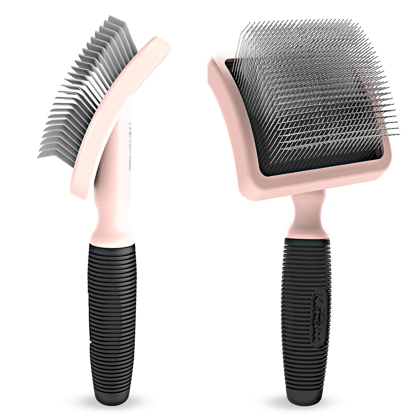 Kenchii Long Pin Slicker Brush for Dogs (Poodles, Doodles, Goldendoodles, Labradoodles), Professional Grooming Brush for Detangling, Fluffing & Dematting, Non-Slip Comfort Handle (Black)