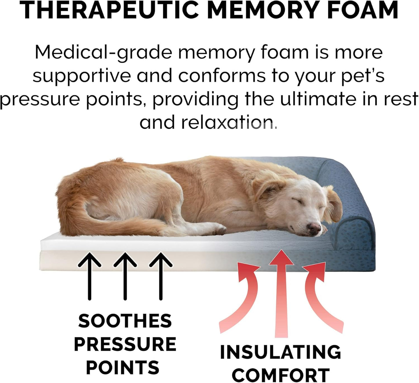 Furhaven Memory Foam Dog Bed for Large Dogs w/ Removable Bolsters & Washable Cover, For Dogs Up to 95 lbs - Two-Tone Plush Faux Fur & Suede L Shaped Chaise - Espresso, Jumbo/XL