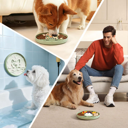 Slow Feeder Dog Bowl for Small Medium Dogs & Cats, 7.5 Inch Non Slip Slow Bowl with 37 Suction Cups, Anti-Choking Food Grade Silicone Slow Eating Bowl
