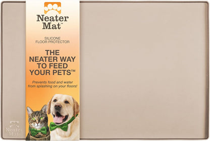 Neater Pet Brands Neater Mat Cat & Dog Food Mat, Waterproof & BPA-Free Silicone Placemat with Raised Edge for Under Food and Water Bowls, 19" x 12", Gunmetal Grey