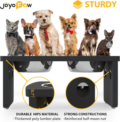 Elevated Dog Bowls, Bamboo Raised Dog Bowl for Medium Dogs, with 2 Stainless Steel Bowls (7'' Tall-40 oz Bowl)