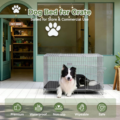 Outdoor XL Dog Crate Pad, Reversible Waterproof Crate Mat Bed, Wipeable Kennel Mat Pet Sleeping for Medium Large Dogs, Waterproof, Wipeable, Anti-Slip, Kennel Pad 41 x 27 Inch, Dark Gray