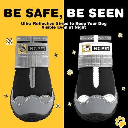 Hcpet Dog Shoes for Dogs, Dog Booties for Dogs, Anti-Slip Dog Boots & Paw Protectors for Hot Pavement Winter Snow Hiking with Reflective Straps Khaki Size 6, 4PCS