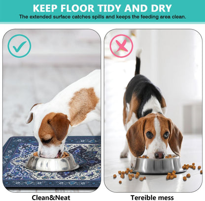 Pet Feeding Mat for Floors Waterproof Dog Mat for Food and Water Absorbent Quick Dry Non Slip mat for Cat Bowls