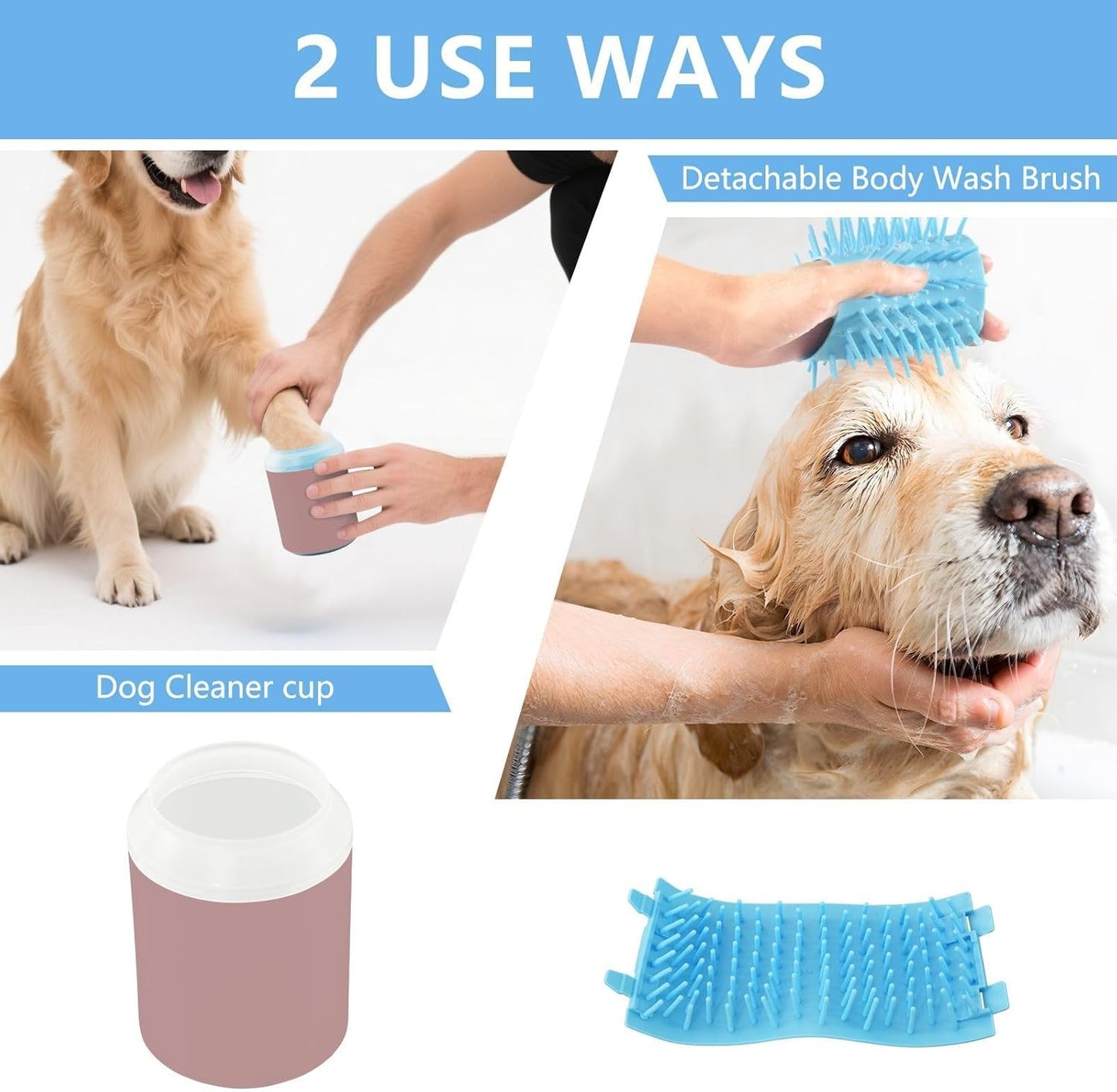 ODAWA Dog Paw Cleaner Cup Royal Blue Muddy Paw Cleaner with Soft Bristle