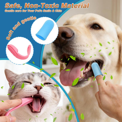7PCS Dog Washing Gloves | Dog Bath Brush | Storage Bag | Dog Finger Toothbrush for Short & Long Haired Dogs & Cats | Efficient Deshedding Bathing & Massaging, Suitable for Pets (Sage Green)