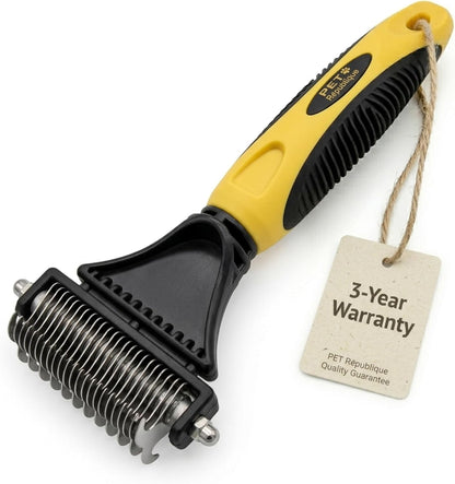 Pet Republique Dog Dematting Tool – Matt Splitters for Dogs, Cats, Rabbits, Long Haired Breed Pets – Effective Pet Dematting, Mat Remover, De-Matting Comb, or Dematter (6+11 Teeth)