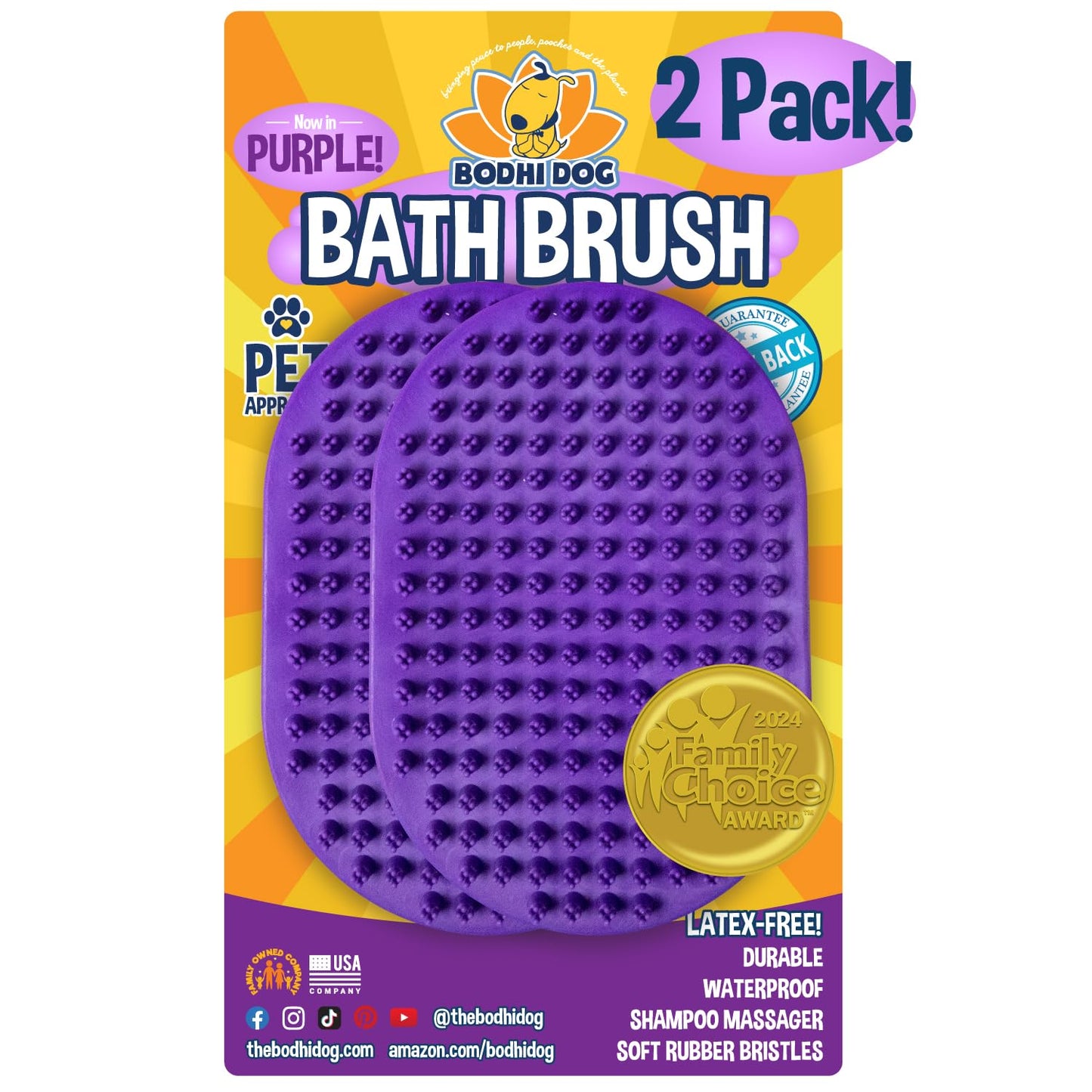 Bodhi Dog Shampoo Brush - Pet Grooming & Bath Supplies for Dogs and Cats - Bath Brush for Long & Short Hair - Premium Scrubber for Shower, Bathing & Massage (One Pack, Blue)
