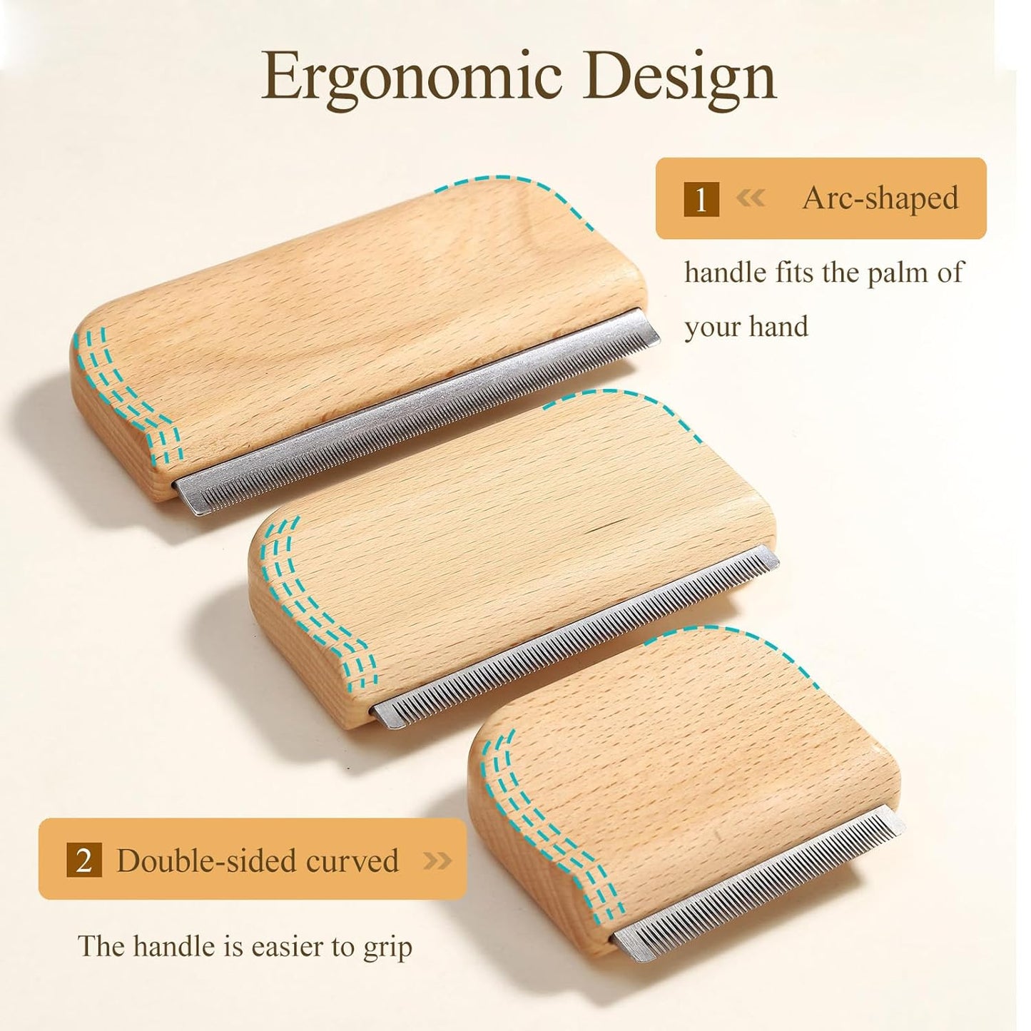 Undercoat Rake Pet Brush with Square Handle, Premium Dematting Comb & Cat Dog Shedding Tool, Efficient Grooming Brush for Detangling Mats & Loose Fur, Ideal for Large Medium Small Dogs and Cats