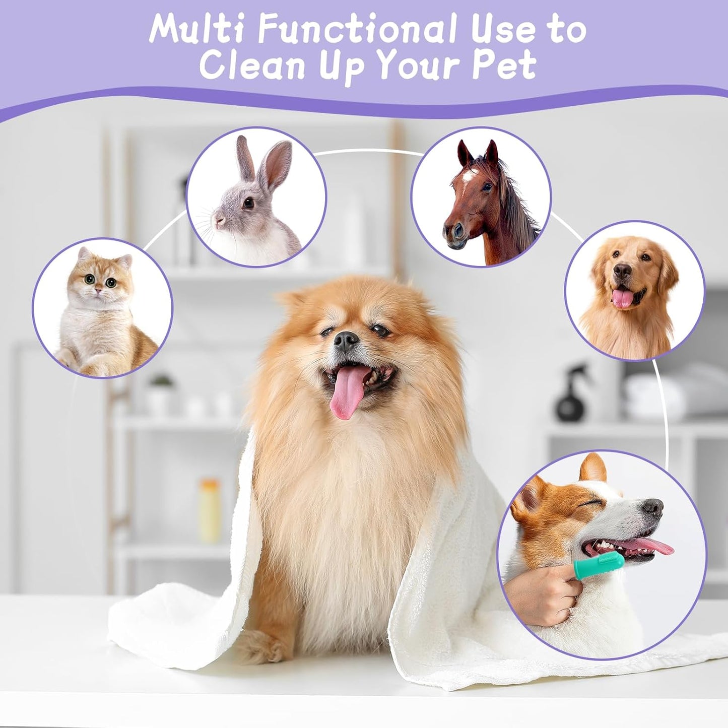 Dog Washing Gloves- Long Sleeved Pet Grooming Gloves - Heat Resistant Silicone Gloves with High-Density Teeth - Efficient Deshedding Glove for Dogs, Cats, Rabbits and Horses