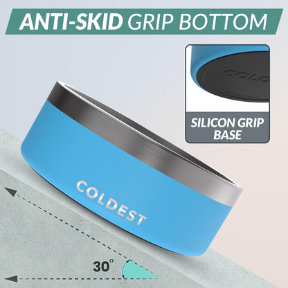 Coldest Dog Bowl - Anti Rust Metal, Non Slip, 3 Layers Insulated Stainless Steel Dog Bowls - Spill Proof & Heavy Duty - Water Bowl for Dogs, Cats & Pets, Dish Washer Safe (21 oz, Stealth Black)