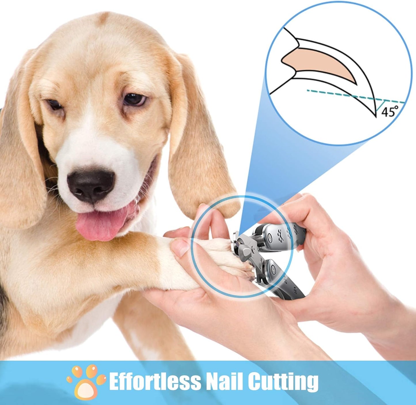 Best Dog Nail Trimmer for Anxiety Sensitive Dog, Silent Smoothest Large Dog Nail Clippers for Large Dogs with Thick Nail, 3-in-1 Build-in Comb & Nail File, Heavy Duty Professional Canine Nail Clipper