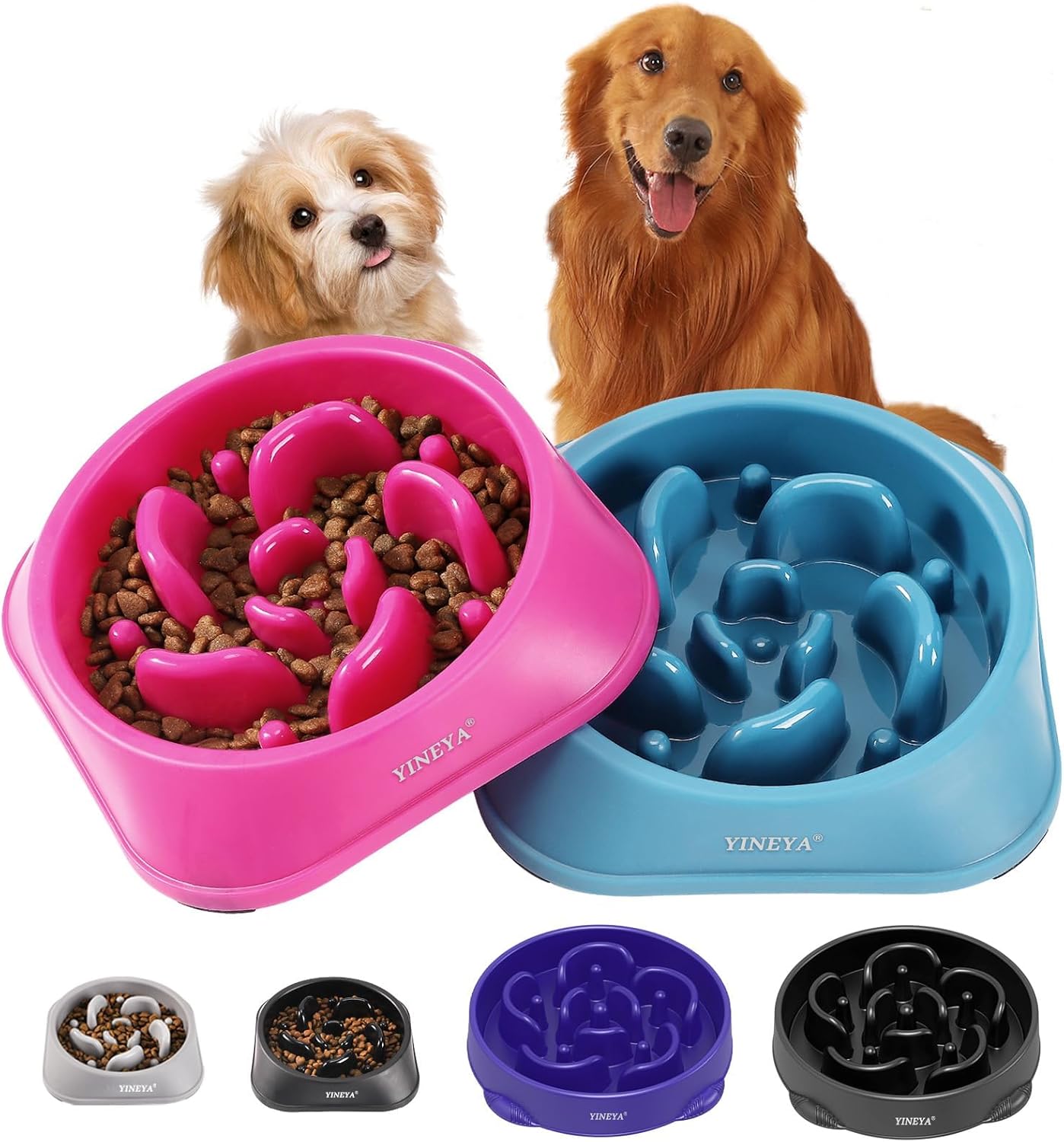 YINEYA Slow Feeder Dog Bowls, Pet Supplies that Slow Down Eating, Pet Food Bowls, Maze Dog Puzzle Feeder for Medium Breed