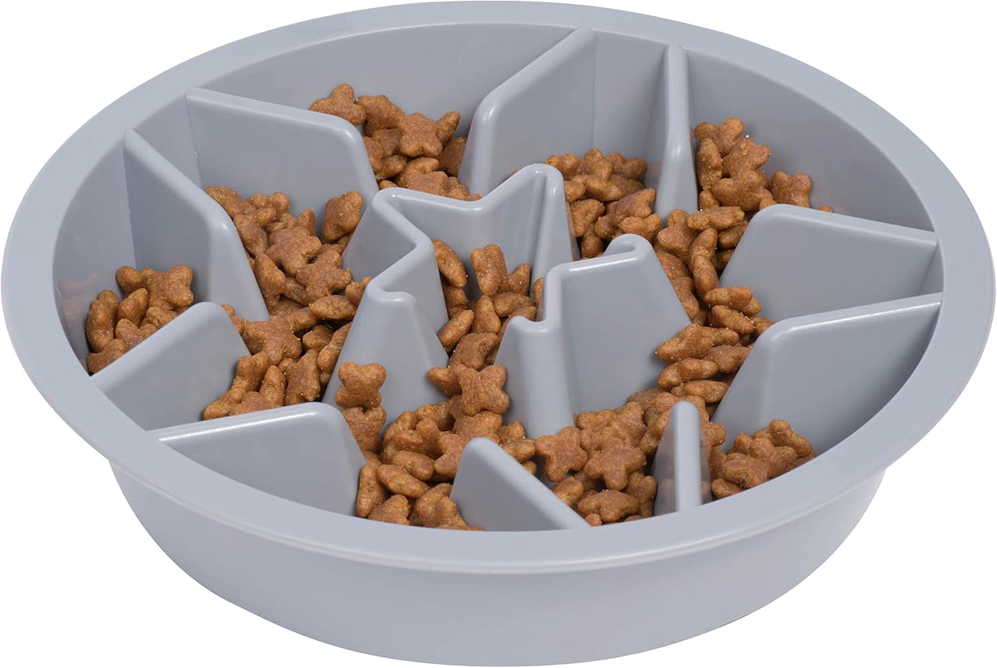 Leash Boss Slow Feeder Dog Bowls (1.5 Cup) Puzzle Dog Food Bowl with Feeder Holes, Fits into Elevated Pet Feeders, Slow Eating for Large, Medium & Small Sized Breeds - Gray