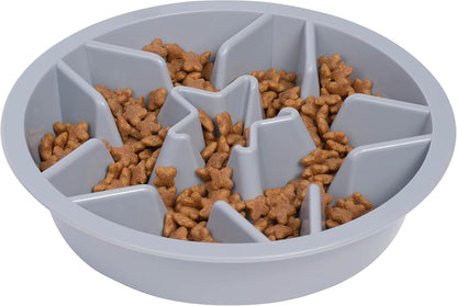 Leash Boss Slow Feeder Dog Bowls (1.5 Cup) Puzzle Dog Food Bowl with Feeder Holes, Fits into Elevated Pet Feeders, Slow Eating for Large, Medium & Small Sized Breeds - Gray