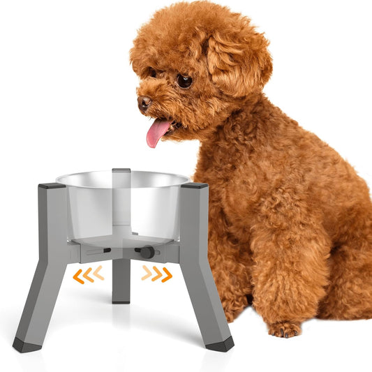 Elevated Dog Bowls for Large and Extra Large Dogs, Adjustable Width Dog Bowl Stand for 7-10.6" Wide Bowls, Food and Water Feeder, 13.7 in Tall Single Holder (Bowl Not Included)
