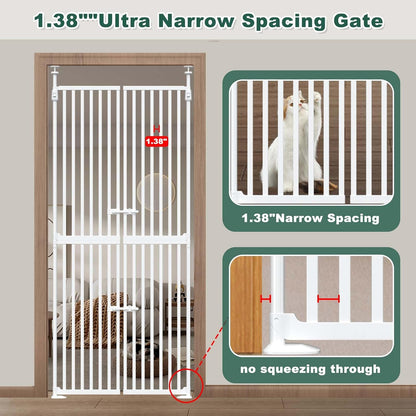 71" Extra Tall Cat Gate for Doorway,34"-37" Wide Pet Gate Pressure Mounted Walk Through Swing Auto Close Safety Dog Gates for Indoor, Stairs,Hallway