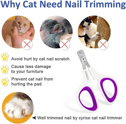 Pet Nail Clippers, Update Version Cat & Kitten Claw Nail Clippers for Trimming, Professional Pet Nail Clippers Best for a Cat, Puppy,Rabbit, Kitten & Small Dog,Sharp & Safe (Pink)
