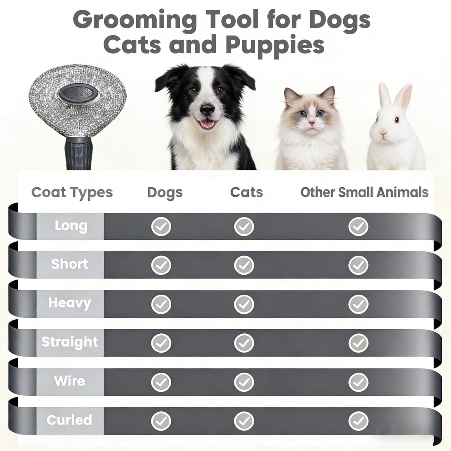 Diamond Rhinestone Cat Hair Brush Deshedding Brush Dog Hair Remover Tool Stainless Steel Comb Slicker Brush with Release Button for Dog Cat Rabbit Shedding Pets Grooming (Pink)