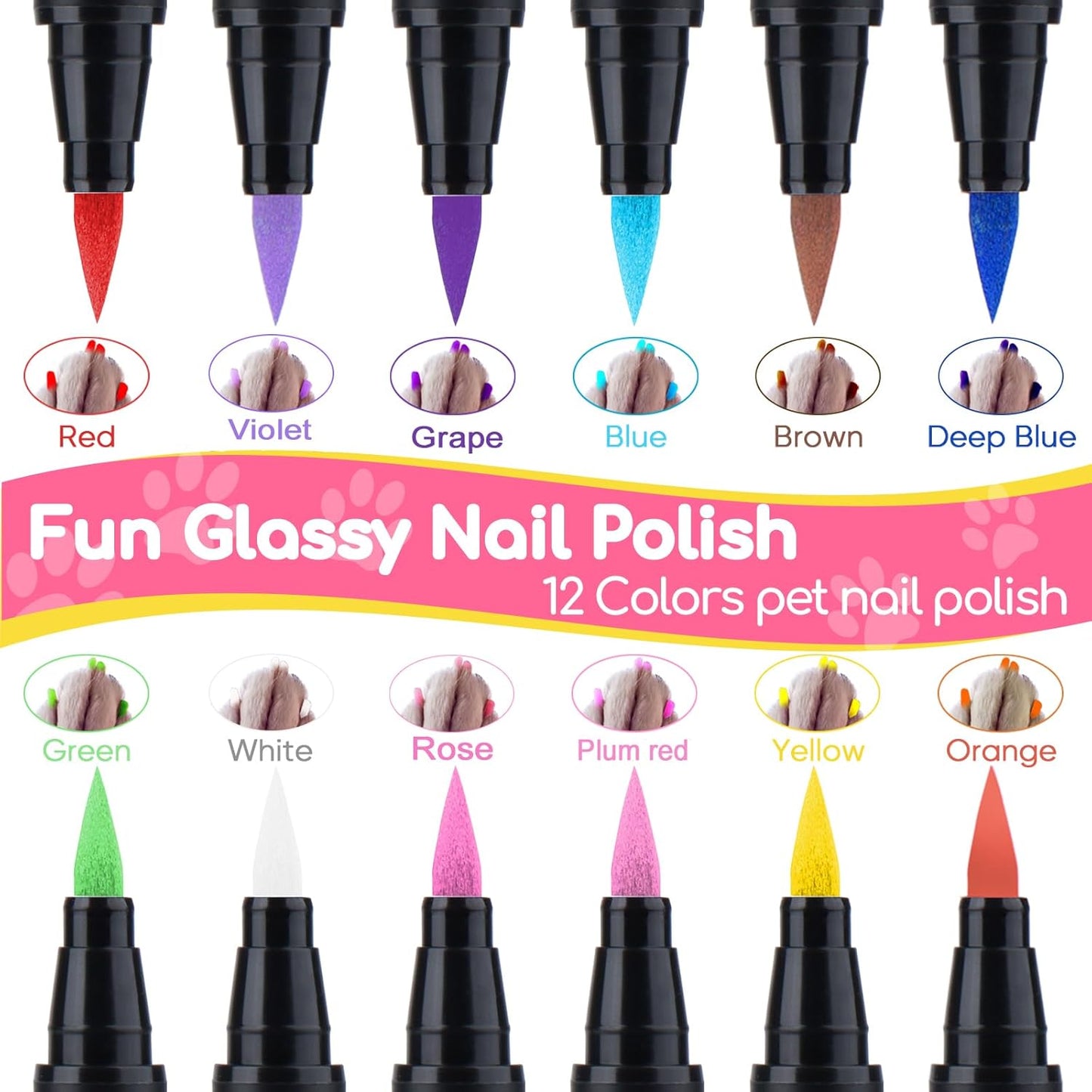 OLINGYOU 15 Colors Dog Nail Polish Pens Quick Dry, Pet Nail Polish Set for Dogs DIY Dogs Puppy Nails, Dog Safe Nail Polish Non Toxic, Odorless, Easy to Apply