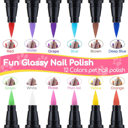 OLINGYOU 15 Colors Dog Nail Polish Pens Quick Dry, Pet Nail Polish Set for Dogs DIY Dogs Puppy Nails, Dog Safe Nail Polish Non Toxic, Odorless, Easy to Apply