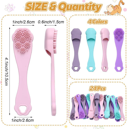 Lineshading 24 Count Silicone Finger Toothbrush for Dogs Cats Soft Bristles Pet Tooth Brushing Kit Gentle Dental Care Kits Teeth Cleaning Supplies Bulk for Large and Small Dogs Cats Puppy
